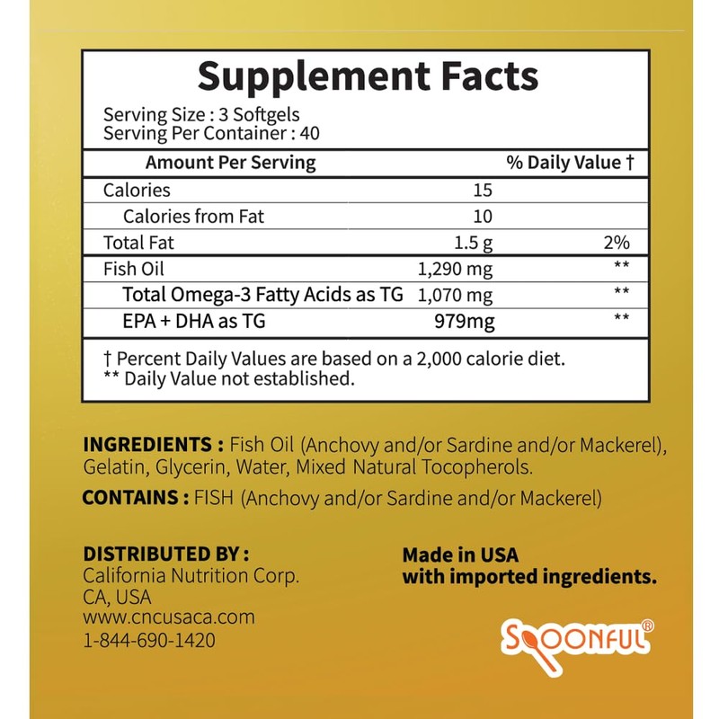 Spoonful Mini Omega 3 Fish Oil, iFOS Certified, 1290 mg