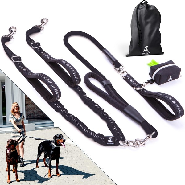 Premium Double Leash for Two Dogs – Shock Absorbing Anti