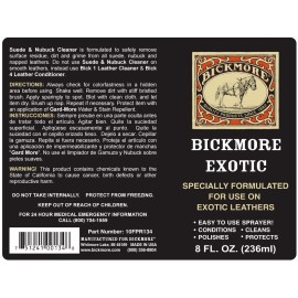 Bickmore Exotic Leather Spray 8 oz Clean Condition Protect Reptile Skin Leather