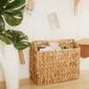 StorageWorks Hand-Woven Divided Magazine Basket, Rattan Magazine Holder, Natural Wicker