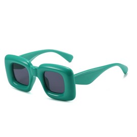 Teumire Cute Square Inflated Sunglasses for Women Men Chunky Candy Color Glasses Y2K Hip Hop Punk Shades（Green）