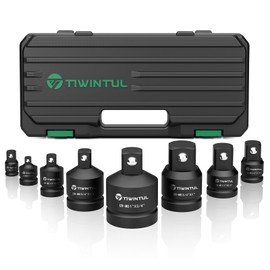 TIWINTUL 8 Pcs Impact Socket Adapter & Reducer Set, CR-MO, 1/4", 3/8", 1/2", 3/4", 1" Drive Socket Adapter Set with Blow Molded Case for Mechanic, Industrial Repair, Socket, Wrench, Driver Conversions