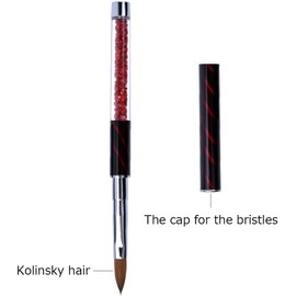 1Pc Kolinsky Acrylic Nail Brush Size 10# Rhinestone Handle Professional Nail Art Tools (10#)