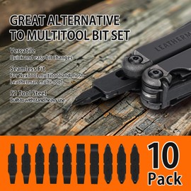 NexTool 10 Pack Replacement Double-Ended Screwdriver Bit for Leatherman Multi-Tool – Durable S2 Steel #1, #2 & #1-2 Phillips + 1/4, 3/16 & 1/8 Flat Head+T15 Torx, Perfect for DIY, and Outdoor Repairs