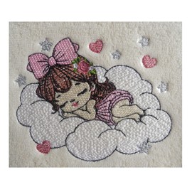 Sweet Baby Girl (1360) - Embroidered Lightweight Soft Patterned Fleece Baby Blanket (Pink Hearts)