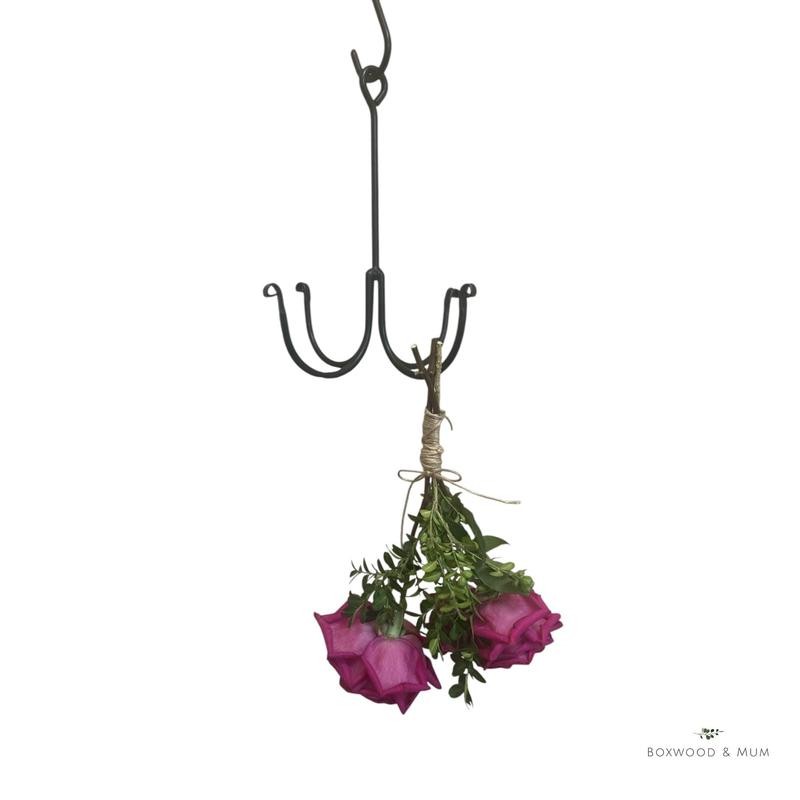 Hanging Herb Flower Drying Rack, Rustic Kitchen Decor, Small Wrought