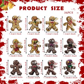 Soaoo 36 Pcs Christmas Ginger Dead Man Horror Wooden Ornament Scary Gingerbread Man Oh Snap Hanging Prop Zombie Creepy Spooky Christmas Tree Hanging Charms Xmas Holiday Decor