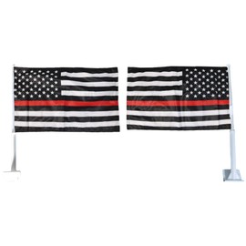 Trade Winds Wholesale Lot of 12 USA Thin Red Line Fire Department Fire Fighter 100D Rough Tex Knit Double Sided 11x18 11"x18" Car Vehicle Flag