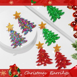 2024 Christmas Earrings for Women Acrylic Dangle Earrings Christmas Holiday Earrings Merry Christmas Tree Elk Santa Claus Xmas Jewelry Gifts Accessories