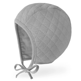 JELLYTREE Baby Hat Bonnet Quilted Pilot Cap Warm Muslin Lined Cotton Toddler Boys Girls Fashion Infant Beanie, Gray_XL