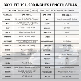 Tecoom Heavy Duty Multiple Layers Car Cover All Weather Waterproof Windproof Reflective Snow Sun Rain Protective Outdoor with Buckles and Belt Fit 191-200 Inches Sedan