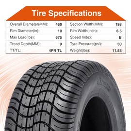 HALBERD 205/50-10 Golf Cart Tires, 205x50-10 High Land Ratio Pattern 4PLY Tires for Golf Cart, Club Car Set of 2, Tubeless