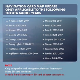 2025 Navigation SD Card Map USA/CAN 86271 0E076 Compatible with Toyota 4Runner Avalon Camry Corolla Highlander Prius Sequoia Sienna Tacoma Tundra Rav4 USA/Canada
