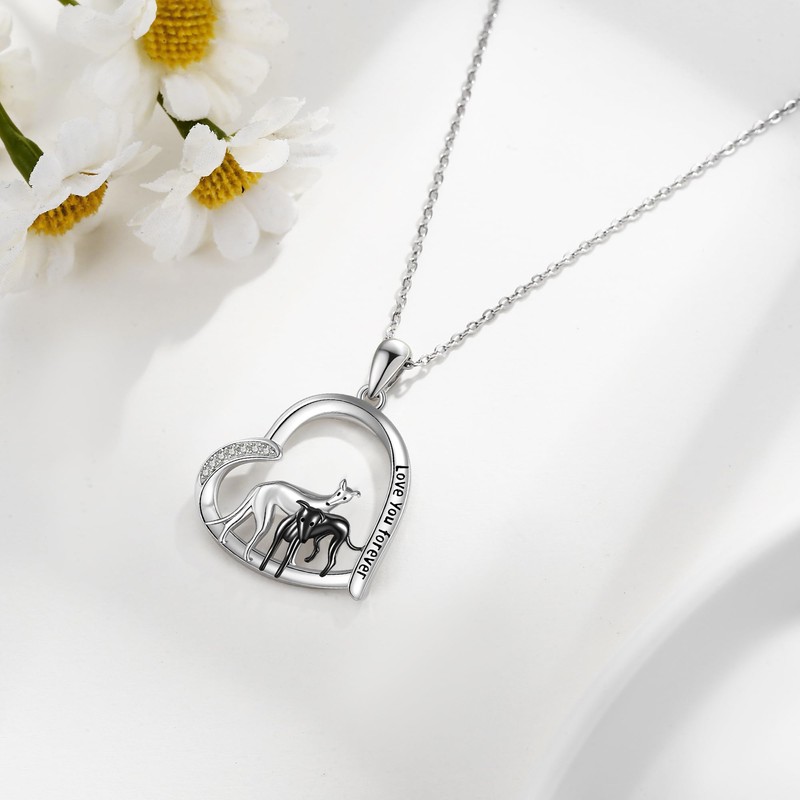 JERWLI Greyhounds Necklace 925 Sterling Silver Greyhounds Pendant Jewelry Gifts