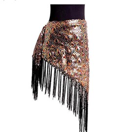 ROYAL SMEELA Women's Belly Dance Hip scarf Tassel Peacock Hip Scarves Triangle Wrap Skirt Belly Dancing Costume Clothing Sequins Belly Dance Outfit Hips Scarves Practice Clothes Class Lesson Wear