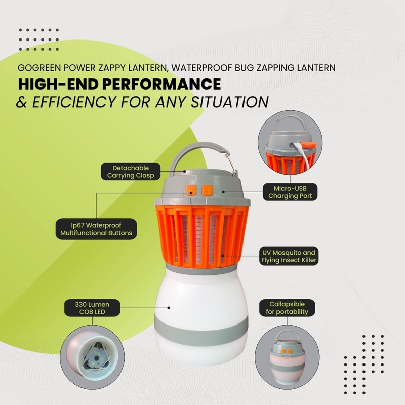 GoGreen Power (GG-ZAPPY) Zappy Rechargeable Lantern with Built in Bug