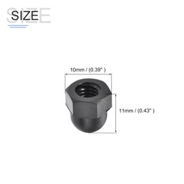 METALLIXITY 20pcs Acorn Cap Nuts (M6x1mm) Nylon Acorn Dome Cap Head Hex Nuts - For Industrial Machinery Equipment Black
