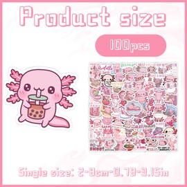 100pcs Axolotl Sticker,Niedlich Axolotl Aufkleber,Süß Sticker Set,Wasserdicht Vinyl Graffiti Style Decals