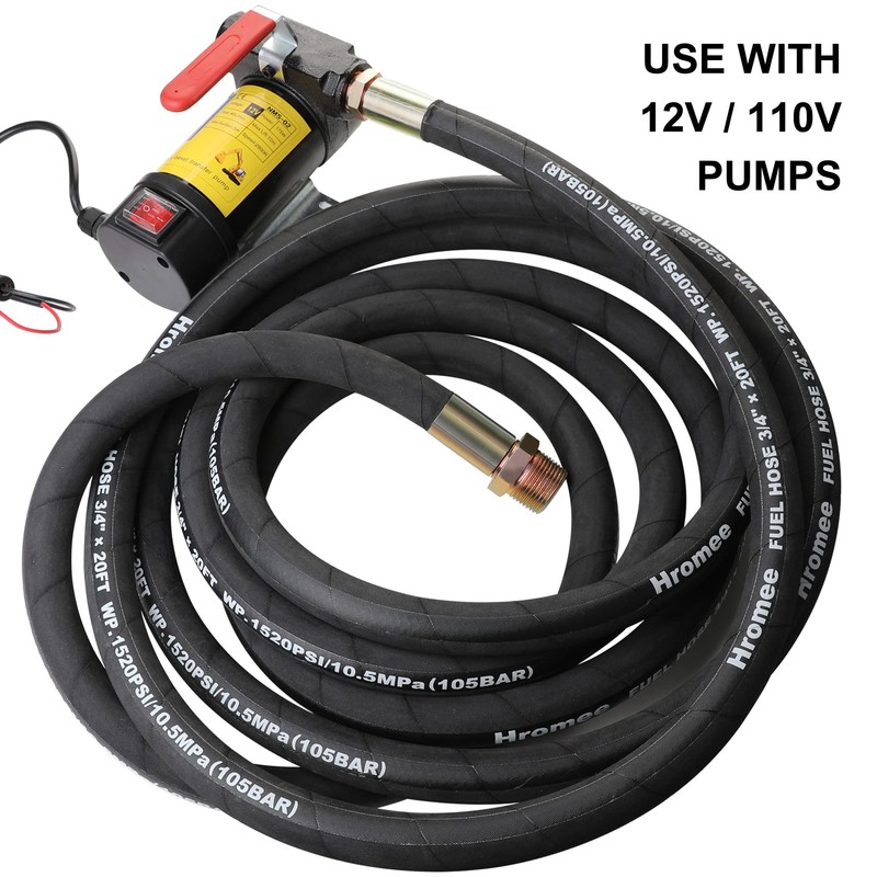 Hromee Fuel Transfer Hose, 3/4 Inch × 20 Feet Pump