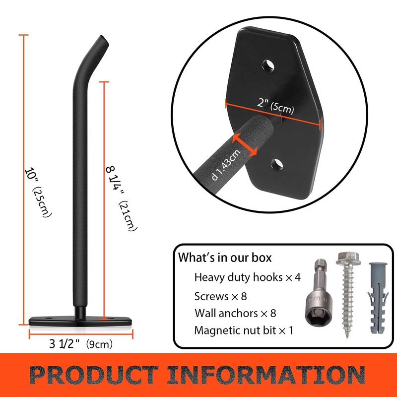 SunVFaFa Tire Rack Wall Mount, 10 Inch Large Garage Hooks