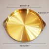 12 Inch Round Golden Tray with Brown Handle, Metal Vanity