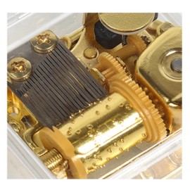 Gueiddi Music Box Movement，18 Note Wind-up Music Box Movement Clockwork Mechanism Replacement for DIY Music Boxes with Key Screws (13 Song Options) (Edelweiss/Gold)