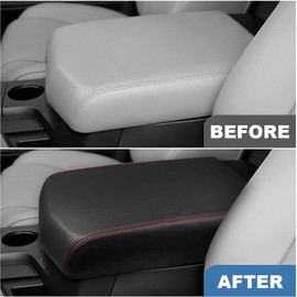 DEYTOP Center Console Cover for Toyota Tundra 2007-2013 Accessories Car Armrest Cover for Toyota Sequoia 2008-2022 Accessories Anti-Scratch Armrest Protector (Black with Red Stitches, 2007-2013)