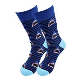 Real Sic Fun Socks for Men and Women - Cozy Cotton Dress Socks with Colorful Designs - Cool, Casual, Trippy Patterned (Shady Sharks)