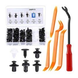 Plastic Rivets Universal Automotive Interior Push Rivet Set Durable Easy to Install and Carry with Storage Box for Toyota/Nissan/Lexus/Honda/Subaru/Mitsubishi (100-Piece Set (6 Types of Clips) + Tool)