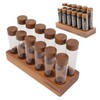 Coffee Bean Storage Tubes with Walnut Wood Stand Lid Glass