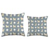 Golden Retriever and Daisy Flower Pattern Dusty Blue Throw Pillow