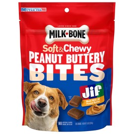 Milk-Bone Peanut Buttery Bites Soft Dog Treats with Jif Peanut Butter, 11.8 Ounce Bag