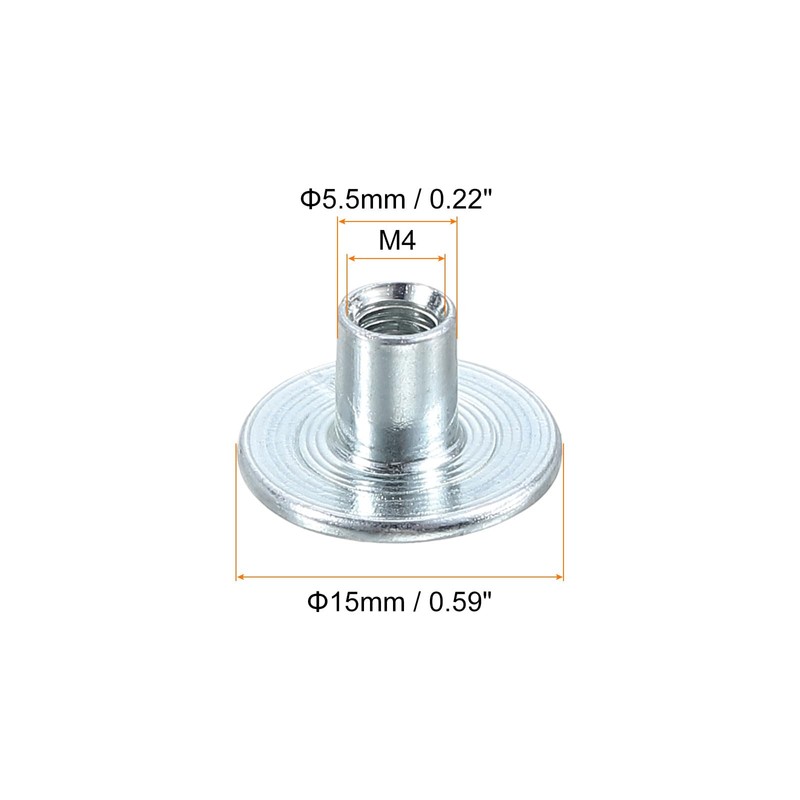 uxcell M4 T-Nuts, 50pcs Carbon Steel Tee Nut Round Base