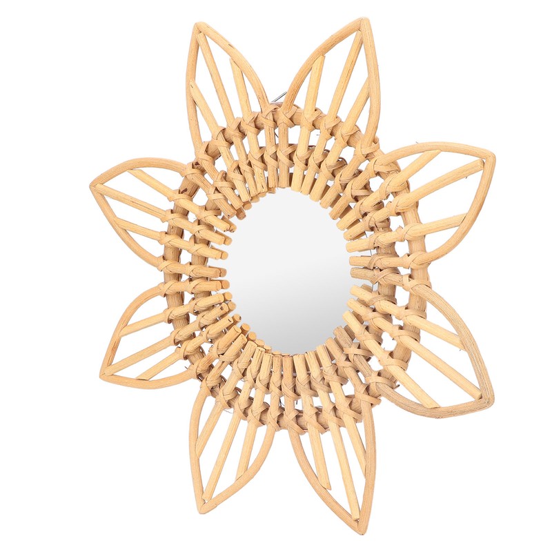 Rattan Innovative Art Decoration Makeup Mirror Retro Dressing Bathroom Wall