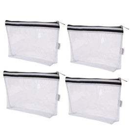 Augbunny Multi-Purpose Waterproof Clear Vinyl Zippered Toiletry Cosmetics Makeup Pouch with French Tape 4-Pack