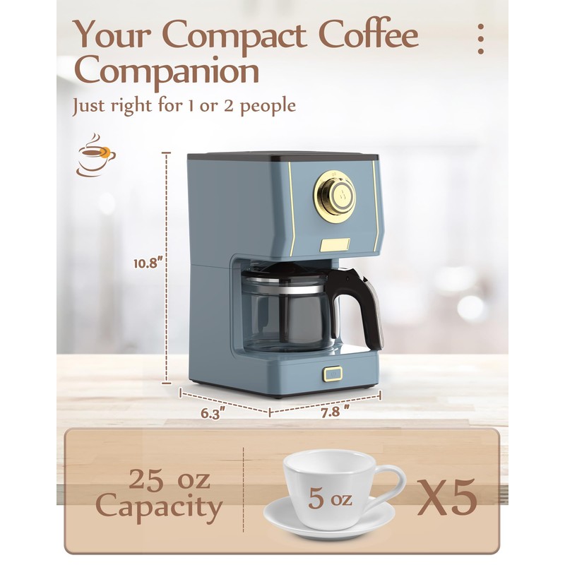 Amaste Coffee Maker, 5 Cup Coffee Pot with Three Brewing