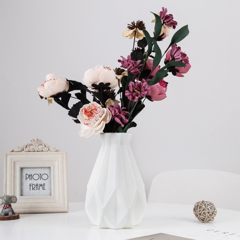 1 Piece White Vase, Irregular Vase, Geometric Plastic Vase, Desktop