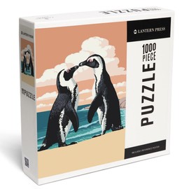 Lantern Press 1000 Piece Jigsaw Puzzle, Black-Footed Penguins Kissing