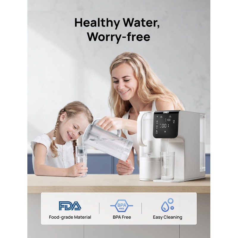 Dreo Reverse Osmosis Water Filter Countertop Water Pure Pitcher, Potable