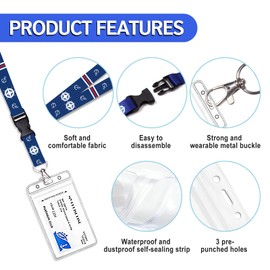 Cruise Lanyard for Ship Cards, 4 Pack Waterproof Cruise Lanyard with Detachable Buckle & ID Badge Holder for Cruises Ships Key Cards, Cruise Essentials & Must Have Accessories