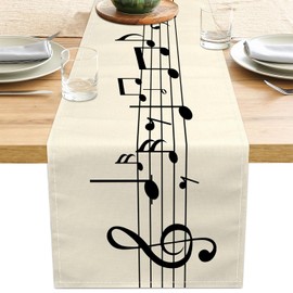 Musical Note Table Runner 13x71 Inch Music Themed Party Decorations Kichen Table Runners Tablecloths for Home Dining Room Wedding Party (13x71 Inch, Music Notes)