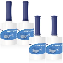 ADHES TAPE 4 Rolls Stretch Film Transparent Film for Furniture 13 cm x 304 m 80 Gauge Packaging Film on Roll Wrapping Film Industrial Strength Pallet Film Hand Stretch Film Roll