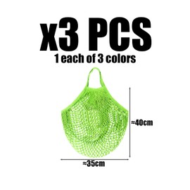 Pack of 3 Mesh Bags, Fruit Net Bags, Shopping Net Bags, Lightweight Storage Bags, Multifunctional Mesh Bags, Simple Storage Bags