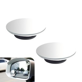 gunroil 2 PCS DM-069 Car Rearview Blind Spot Mirror, 49 mm Diameter 360 Degree ABS Frameless Round Glass Mirror, Durable Car Exterior Mirror Decoration Accessories, Universal for Most Cars (White)