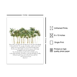 Psalm 91 - He Will Cover You With His Feathers Wall Art - Palm Tree Wall Art - Religious, Bible Verse Wall Decor - Christian Gifts for Women, Men - Spiritual, Inspirational Wall Decor -Holy Scriptures