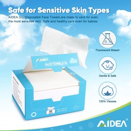 AIDEA XL Face Towels Disposable 50Ct, Clean Facial Cloths, Facial Cleansing Wipes for Sensitive Skin, Face Towelettes for Makeup Removing, Nursing, Travel, Dry Wipes 9.84"×11.81"