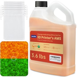 Desiccant Beads for 3D Printer AMS, 3.6LBS Silica Gel Reusable, Silica Beads Orange Indicating Silica Gel 4-8mm Industry Standard (5PCS Organza Bags Included)