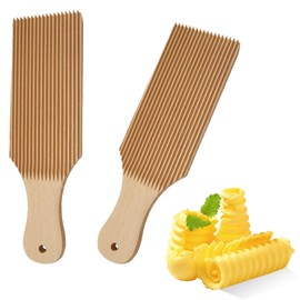 Pack of 2 Gnocchi Board, Wooden Pasta Board, Pasta Accessories, Pasta Maker, Rolling Pin, Gnocchi Pasta Board, Macaroni Pasta Machine, Cavarola Roll for Pasta Cutlery, Italian Pasta Making