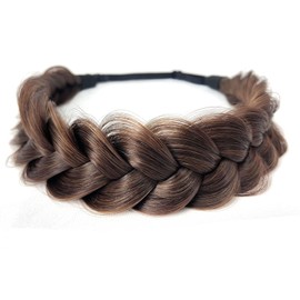 TOECWEGR Diadema Trenzada de Pelo Sintético para Mujer, Banda Clásica de Hebras Anchas para Boda, Peluca con Trenzas Esponjosas Y Desordenadas, Accesorio de Belleza 1 Unidad (Paquete de 1) (Chazi Rubi