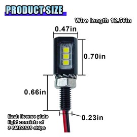 LAINLOY 2PCS Car LED License Plate Light, IP68 Waterproof License Lamps with Aluminum Light Holder, 12V Tag Screw Bolt LED Bulb for Car, Motorcycle, Truck, RV, ATV (Black shell - White light)